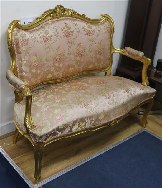 A French giltwood two seater settee W.120cm